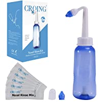 CROING - Botella de 300 ml + 40 paquetes de sal - Neti Pot- Botella de lavado nasal Yoga Nasal Botella Nariz Limpiador…